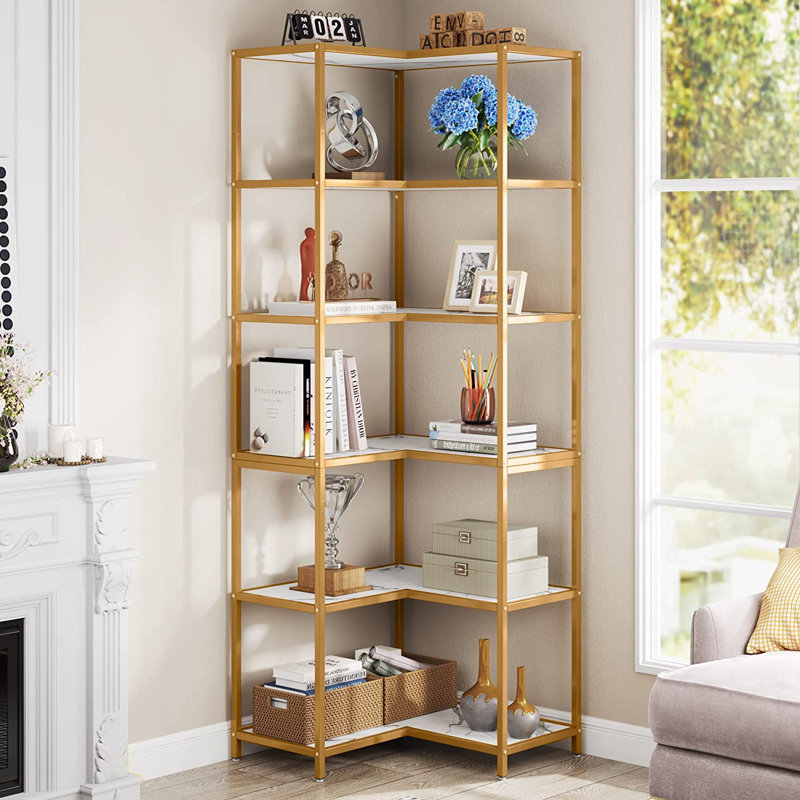 Mercer41 White Golden Corner Bookcases Reviews Wayfair